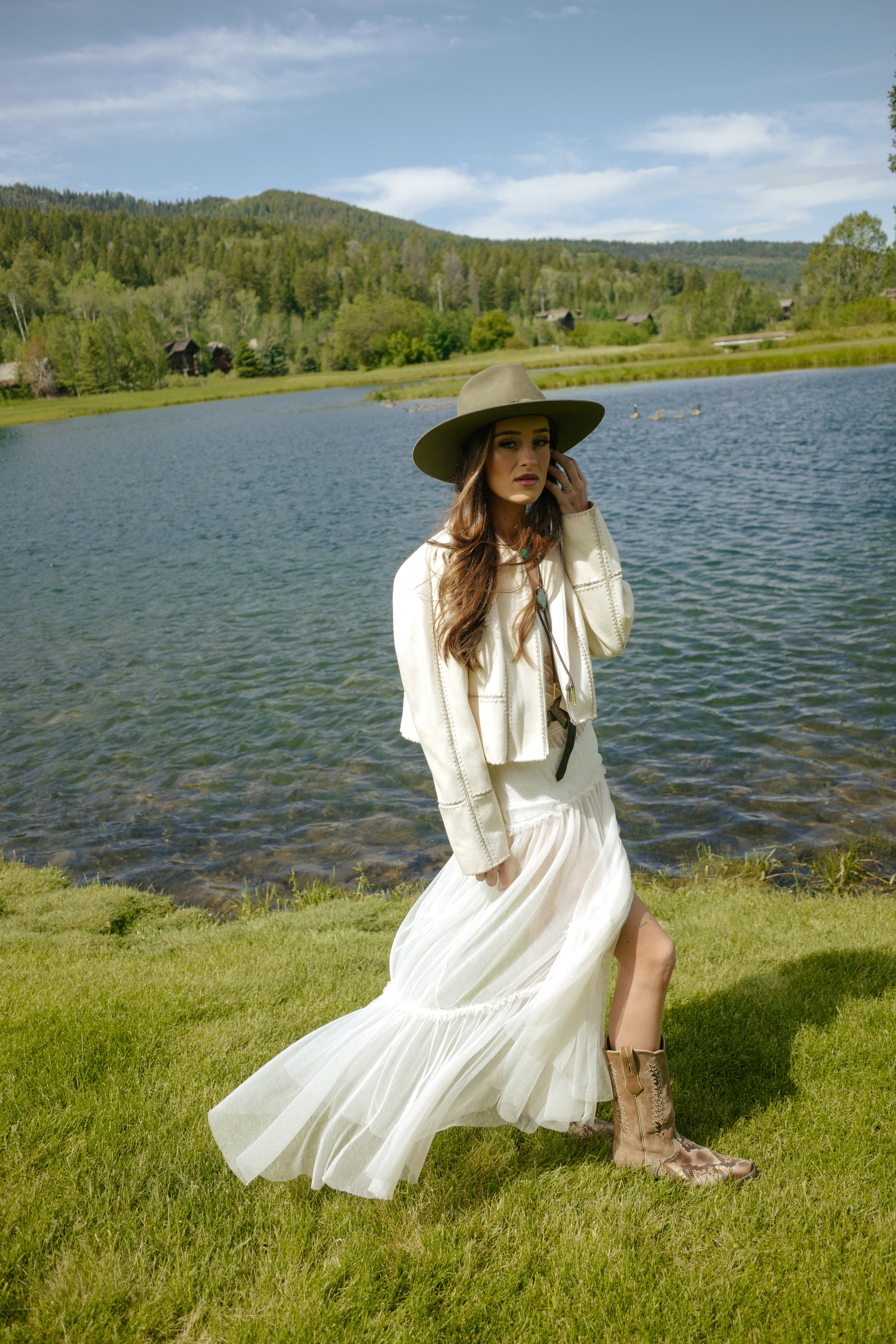 Bridal makeup by the lake